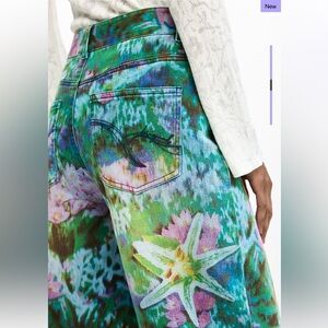 Desigual Floral Jeans- Green and Blue